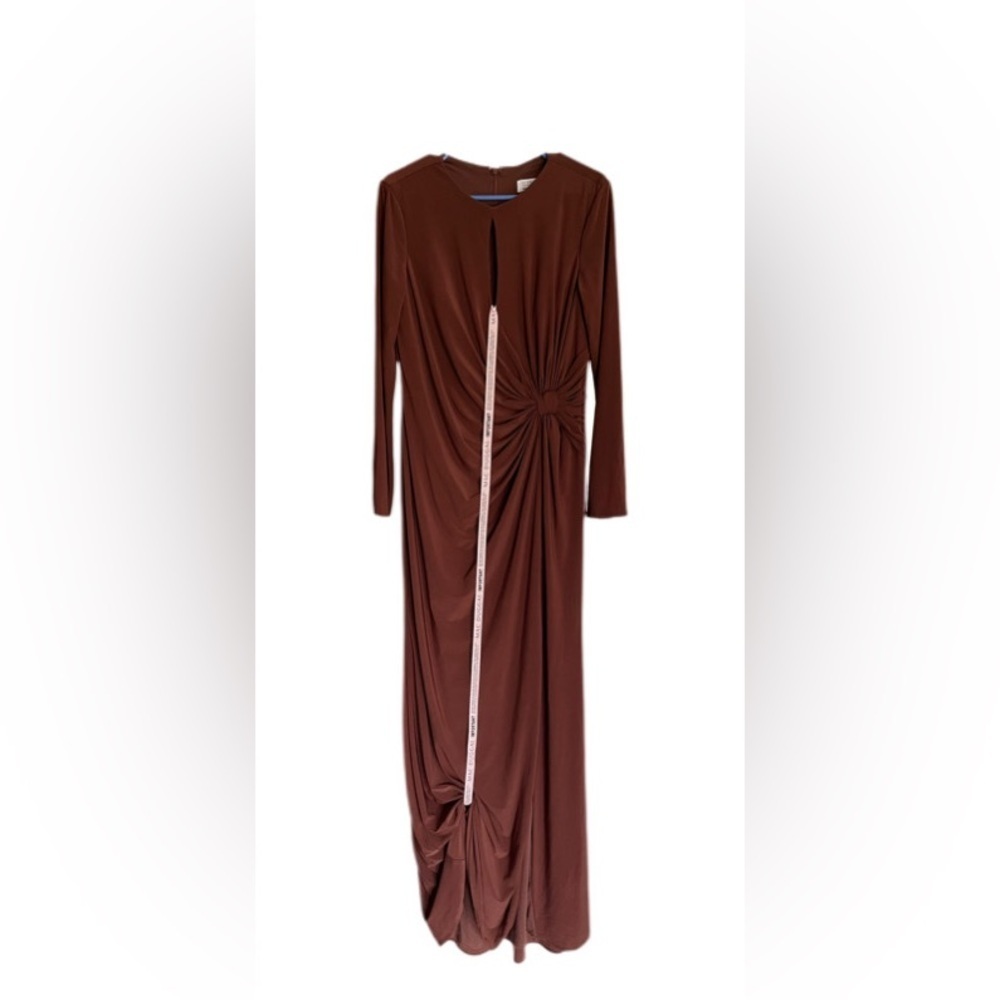 leena for Mac Duggal Keyhole Draped Gown Chocolate Brown Elegant Gown Women’s 10 - Picture 6 of 16